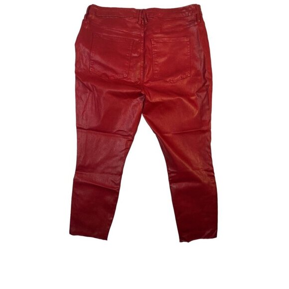 Good American Woman’s Good Waist Crop Jeans Ruby Coated Waxed Wetlook Skinny 22 - Picture 4 of 8